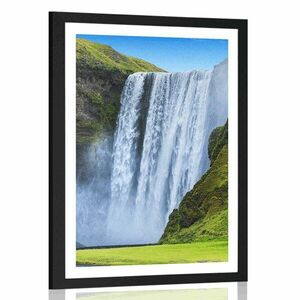 Plakat z passe-partout kultowy wodospad na Islandii obraz