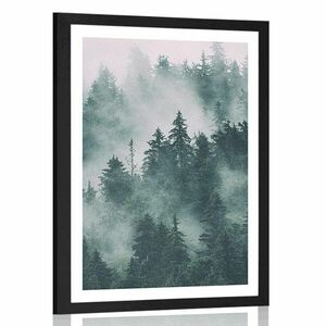 Plakat z passe-partout góry we mgle obraz