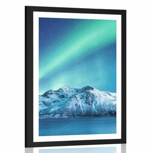Plakat z passe-partout arktyczna zorza polarna obraz