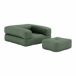 Rozkładany fotel z zielonym obiciem Karup Design Cube Olive Green obraz