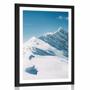Plakat z passe-partout ośnieżone góry obraz