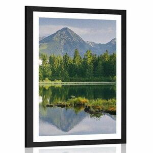 Plakat z passe-partout piękna panorama gór nad jeziorem obraz