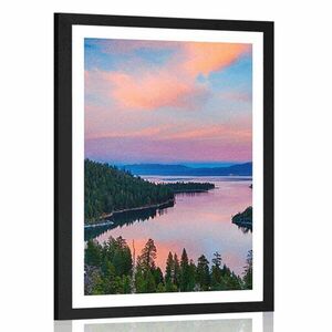 Plakat z passe-partout jezioro o zachodzie słońca obraz