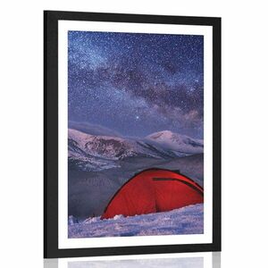 Plakat z passe-partout namiot pod nocnym niebem obraz