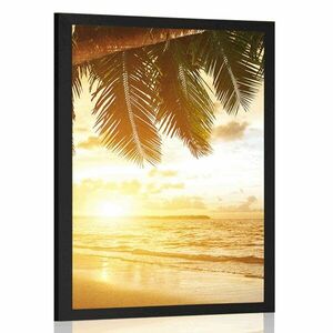 Plakat wschód słońca na karaibskiej plaży obraz