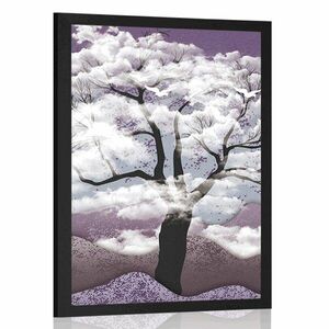 Plakat drzewo pokryte chmurami obraz