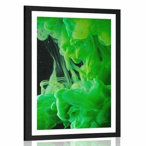 Plakat z passe-partout zielone, płynące kolory obraz