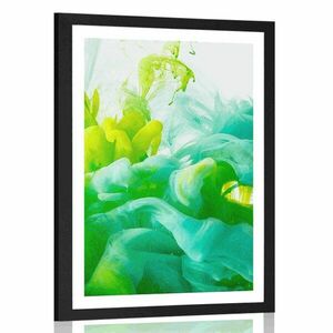 Plakat z passe-partout atrament w zielonych odcieniach obraz
