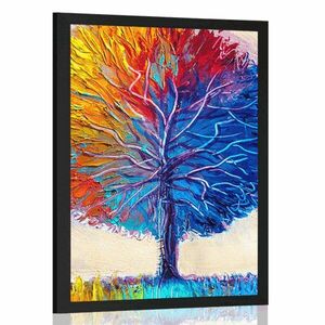 Plakat kolorowe akwarelowe drzewo obraz