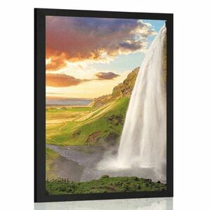 Plakat majestatyczny wodospad na Islandii obraz