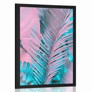 Plakat liście palmowe w niezwykłych neonowych kolorach obraz