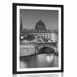 Plakat z passe-partout olśniewająca panorama Paryża w czerni i bieli obraz