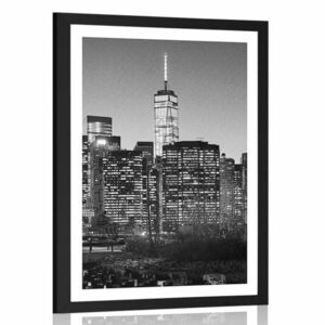 Plakat z passe-partout centrum Nowego Jorku w czerni i bieli obraz