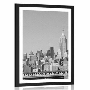 Plakat z passe-partout magiczny Nowy Jork w czerni i bieli obraz