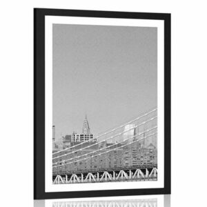 Plakat z passe-partout drapacze chmur w Nowym Jorku w czerni i bieli obraz