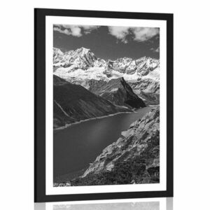 Plakat z passe-partout Park Narodowy Patagonia w Argentynie w czerni i bieli obraz