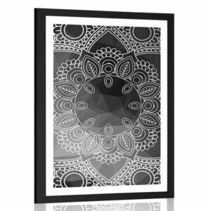 Plakat z passe-partout czarno-biała Mandala obraz