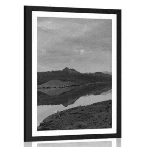 Plakat z passe-partout czarno-biały krajobraz obraz