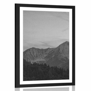 Plakat z passe-partout góry w czerni i bieli obraz