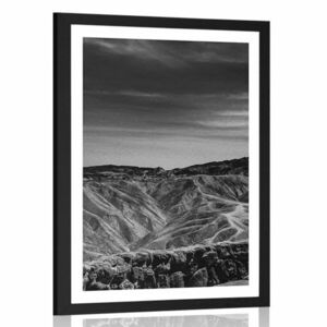 Plakat z passe-partout Park Narodowy Death Valley w Ameryce w czerni i bieli obraz