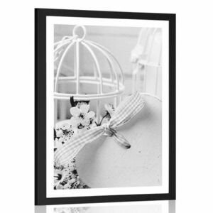 Plakat z passe-partout romantyczne zacisze w stylu vintage w czerni i bieli obraz