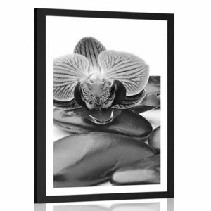 Plakat z passe-partout wellness kamenie w czerni i bieli obraz