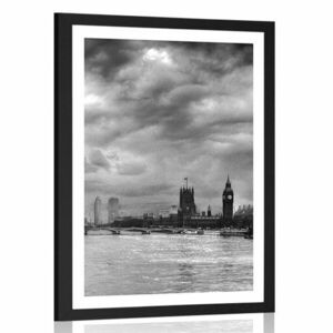 Plakat z passe-partout wyjątkowy Londyn w czerni i bieli obraz
