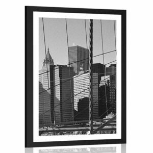 Plakat z passe-partout Manhattan w czerni i bieli obraz