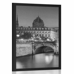 Plakat olśniewająca panorama Paryża w czerni i bieli obraz
