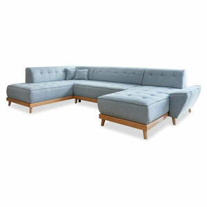 Jasnoniebieska rozkładana sofa w kształcie litery "U" Miuform Dazzling Daisy, lewostronna obraz