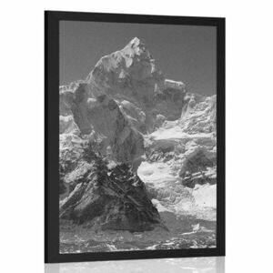 Plakat piękny szczyt górski w czerni i bieli obraz