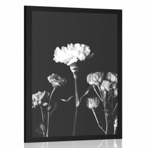 Plakat eleganckie czarno-białe kwiaty obraz