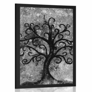 Plakat czarno-białe drzewo życia obraz