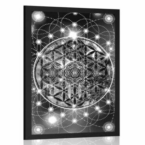 Plakat urocza Mandala w czerni i bieli obraz