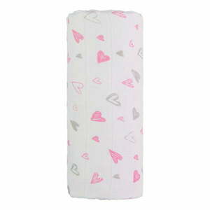 Bawełniany dziecięcy ręcznik T-TOMI Tetra Pink Hearts, 120x120 cm obraz