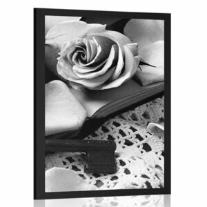 Plakat czarno-biała martwa natura w stylu vintage z kluczem obraz