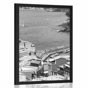 Plakat piękne wybrzeże Włoch w czerni i bieli obraz