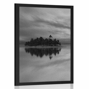 Plakat bezludna wyspa w czerni i bieli obraz