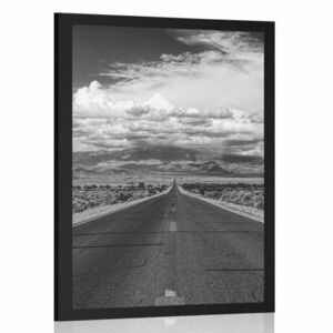Plakat czarno-biała droga na pustyni obraz