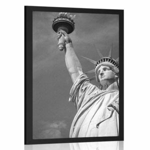 Plakat Statua Wolności w czarno-białym wzorze obraz