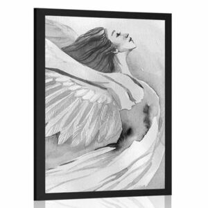 Plakat wolny anioł w czerni i bieli obraz