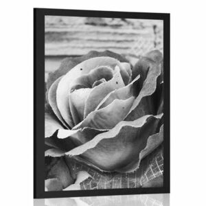 Plakat elegancka róża w stylu vintage w czarno-białym wzornictwie obraz
