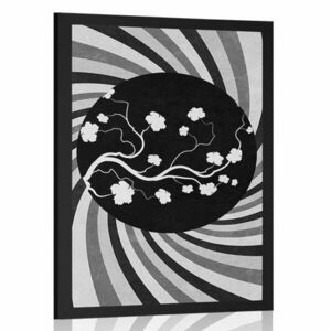 Plakat azjatyckie tło grunge w czerni i bieli obraz