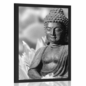 Plakat spokojny Budda w czerni i bieli obraz