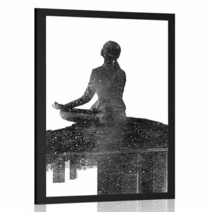 Plakat medytacja kobiety w czerni i bieli obraz