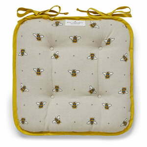 Beżowo-żółta bawełniana poduszka na krzesło Cooksmart ® Bumble Bees obraz