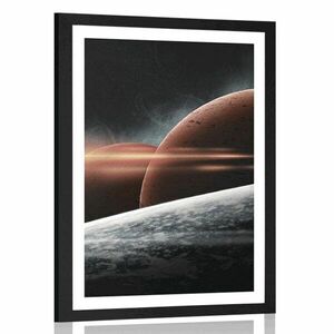 Plakat z passe-partout planety w galaktyce obraz