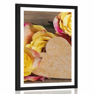 Plakat z passe-partout Walentynki żółte róże obraz