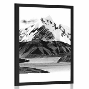 Plakat piękny górski krajobraz w czerni i bieli obraz