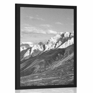 Plakat wspaniały widok z gór w czerni i bieli obraz